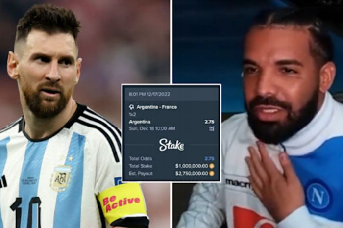 Final Pildun: Drake Memasang Taruhan di Laga Argentina vs Prancis Senilai Rp15 Miliar