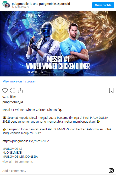 PUBG Mobile Rayakan Argentina Juara Piala Dunia 2022 dengan Event Messi #1 WWCD!
