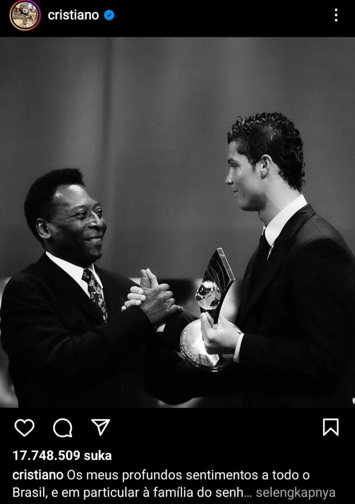 Pele Meninggal Dunia CR7 Ronaldo Posting Kebersamaannya