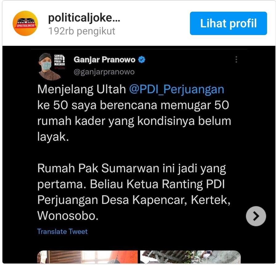 Cuitan Ganjar Kasih Bantuan Pakai Dana Baznas untuk Kader PDIP DIHAPUS, Warganet...