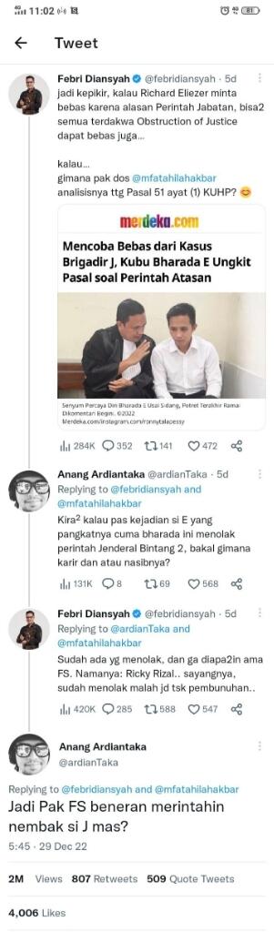 Pengacara Ferdy Sambo, Febri Diansyah Dijebak oleh Pertanyaan dari Warga Twitter

