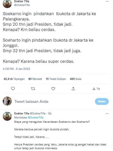 Sebut Soekarno &amp; Soeharto Cerdas Tak Jadi Pindahkan Ibu Kota, Dr Tifa Sindir Jokowi?