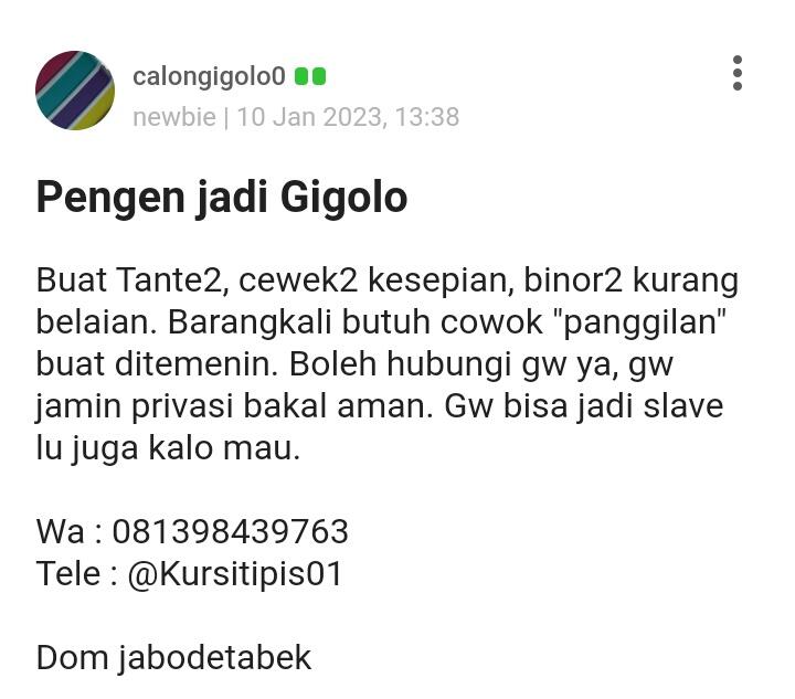 Apa harus jadi Gigolo? 