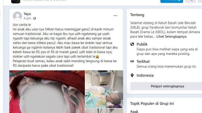 Jadi Pelajaran, Viral Anak Umur 54 Hari Tewas Setelah Diberi Minum Ramuan Tradisional