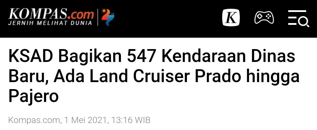 Hibah Mobil Mewah Satpol PP DKI ke Kodam Jaya, Pangdam: Minta Rp 56 M Dikasih Rp 11 M