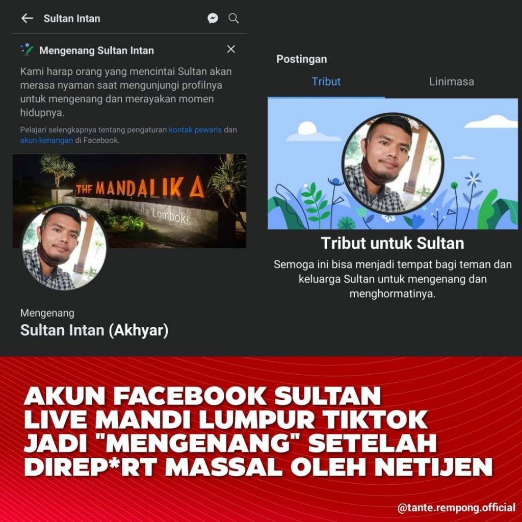 Direport Massal, Akun Facebook Sultan Mandi Lumpur Berubah Status Jadi Mengenang