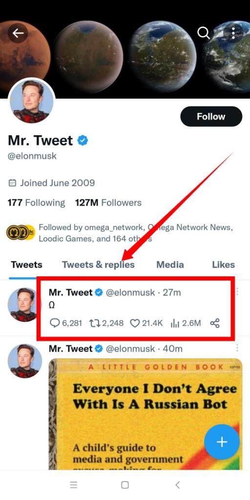 Elon Musk Tweet for Omega Network
