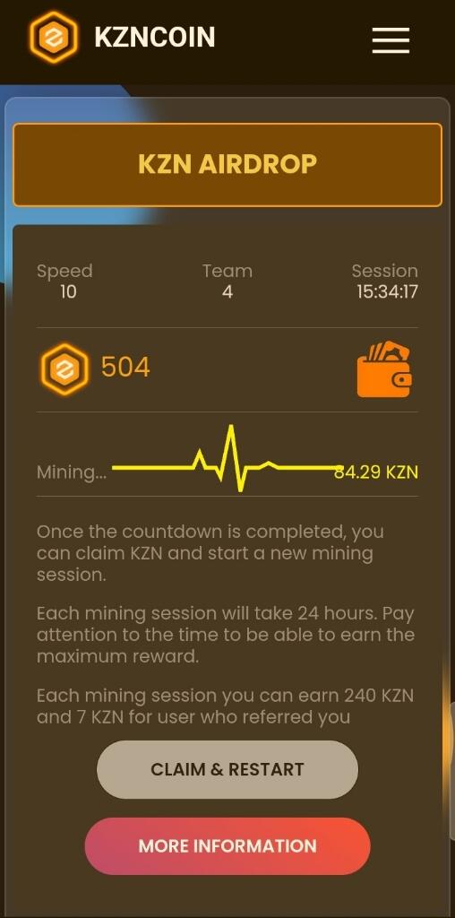 KZNCOIN : Mining App Di Blockchain CORE.