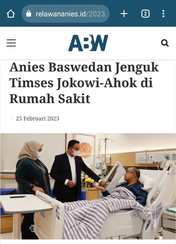 Anies Baswedan Jenguk Bekas Tim Ahok, Warganet: Sungguh Negarawan Sejati