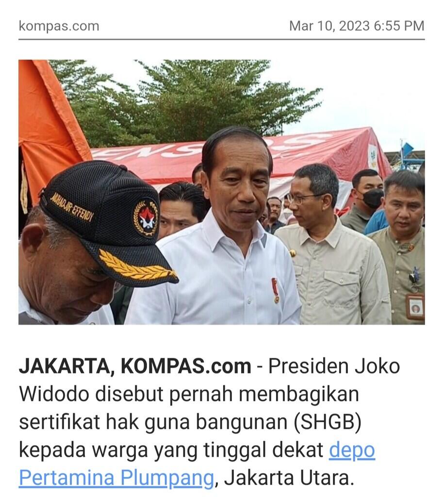 Warga Dekat Depo Plumpang Mengaku Terima SHGB Jelang Pilpres 2019