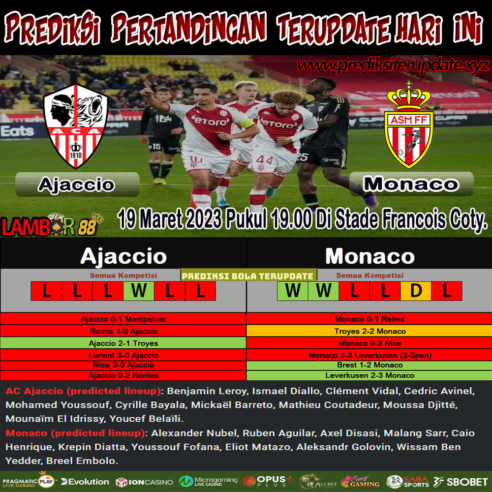 Prediksi Terupdate Liga Francis : AC Ajaccio vs Monaco