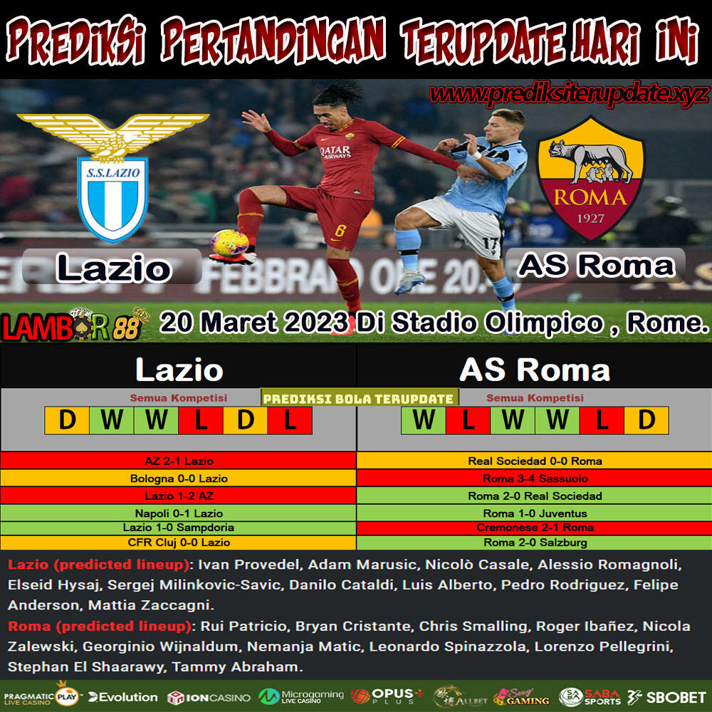Prediksi Terupdate Liga Italy : Lazio vs AS Roma