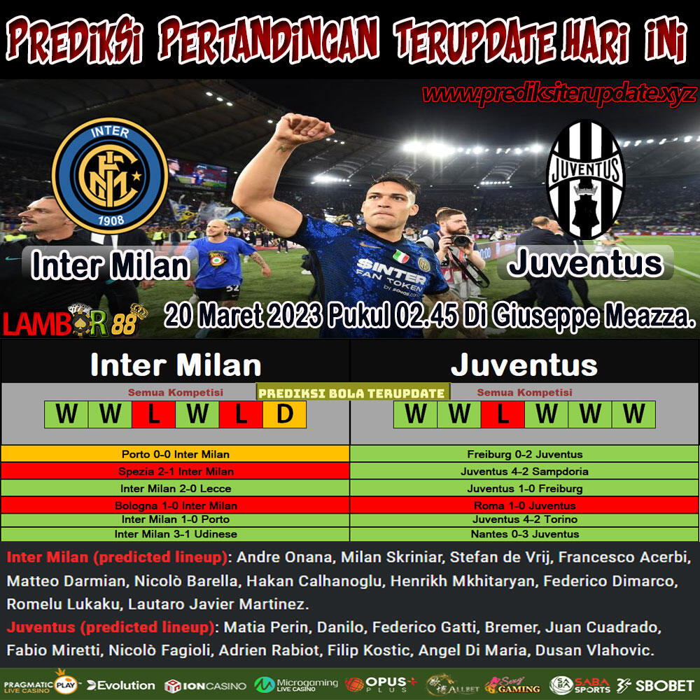 Prediksi Terupdate Liga Italy : Inter Milan vs Juventus