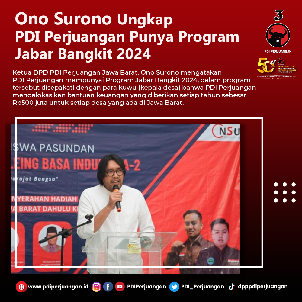 Ono Surono Ungkap PDI Perjuangan Punya Program Jabar Bangkit 2024 | KASKUS