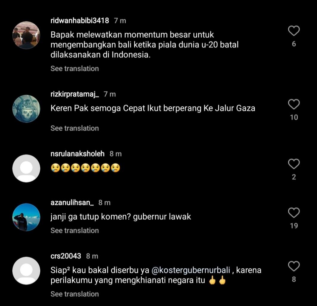 Piala Dunia U-20 Batal Digelar di Indonesia, Instagram Ganjar Pranowo Diserbu Netizen