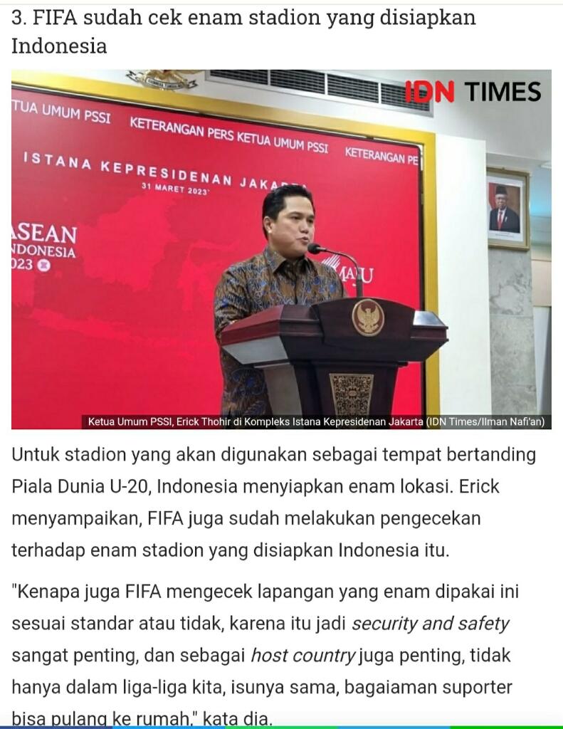 Erick Thohir Ungkap Penyebab Utama FIFA Batalkan Piala Dunia U-20 di Indonesia