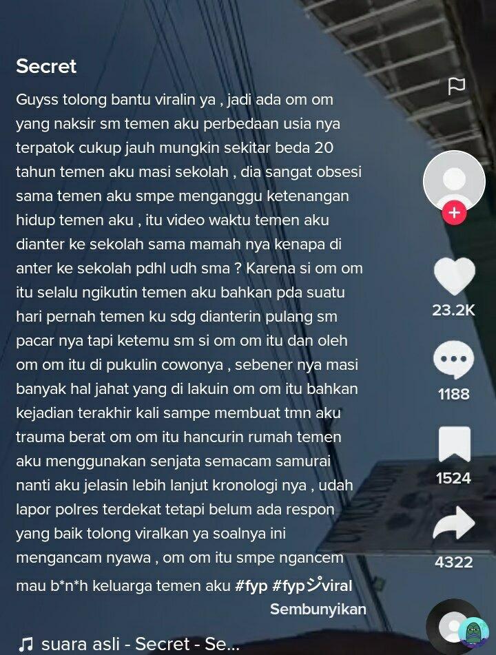 Siswi SMA di Tasikmalaya Diteror Om-Om yang Menyukainya, Pacar Korban Sempat Dipukuli