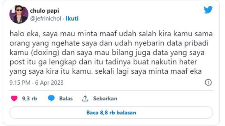 BLUNDER Jefri Nichol Sebar Data Warganet, Sang Aktor Kini Terancam Dipolisikan