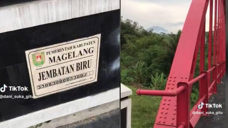 VIRAL !!! Video Jembatan Biru Senilai Rp 11,5 Miliar Di Magelang Berwarna Merah