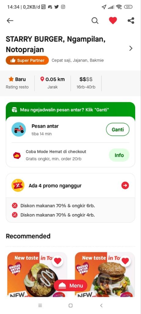 Starry Burger Yogyakarta, Burger Murah dan Enak. Harga Terjangkau di bawah Rp. 20.000