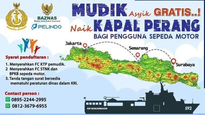 Memakai KRI Banjarmasin 592, TNI AL Gelar Program Mudik Gratis Naik Kapal Perang