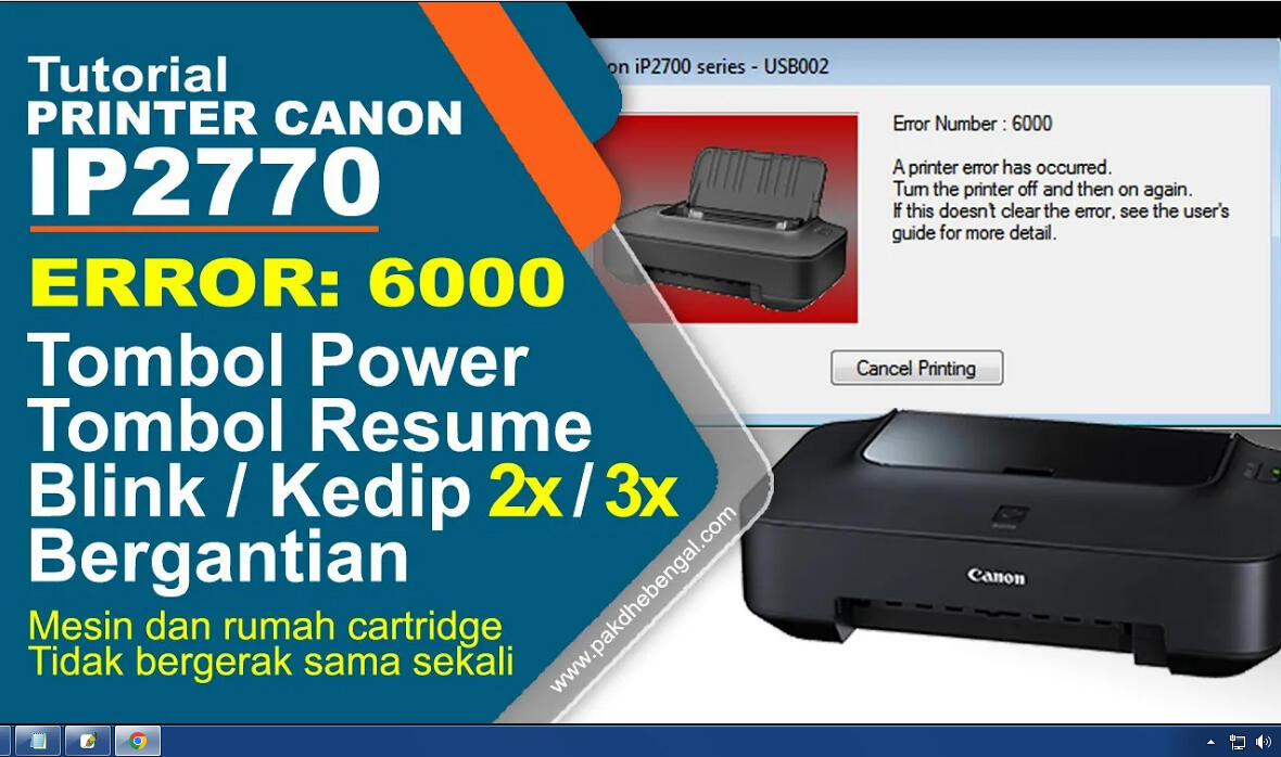 Cara Memperbaiki Printer Canon IP2770 Error 6000 Tidak Gerak Sama ...