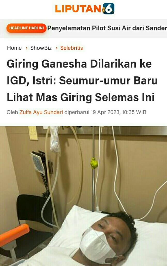 Giring Ganesha Dilarikan ke IGD, Istri: Seumur-umur Baru Lihat Mas Giring Selemas Ini