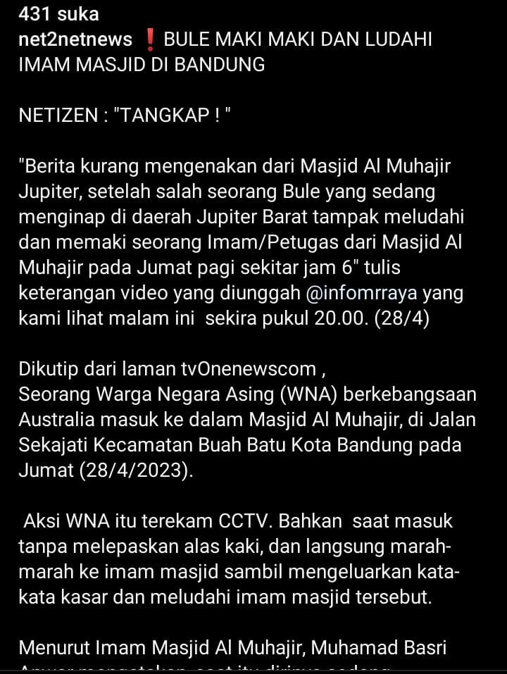 Terlalu! Bule Datang ke Tempat Ibadah Diduga Meludahi Imam, Jaga Adab di Negara Orang