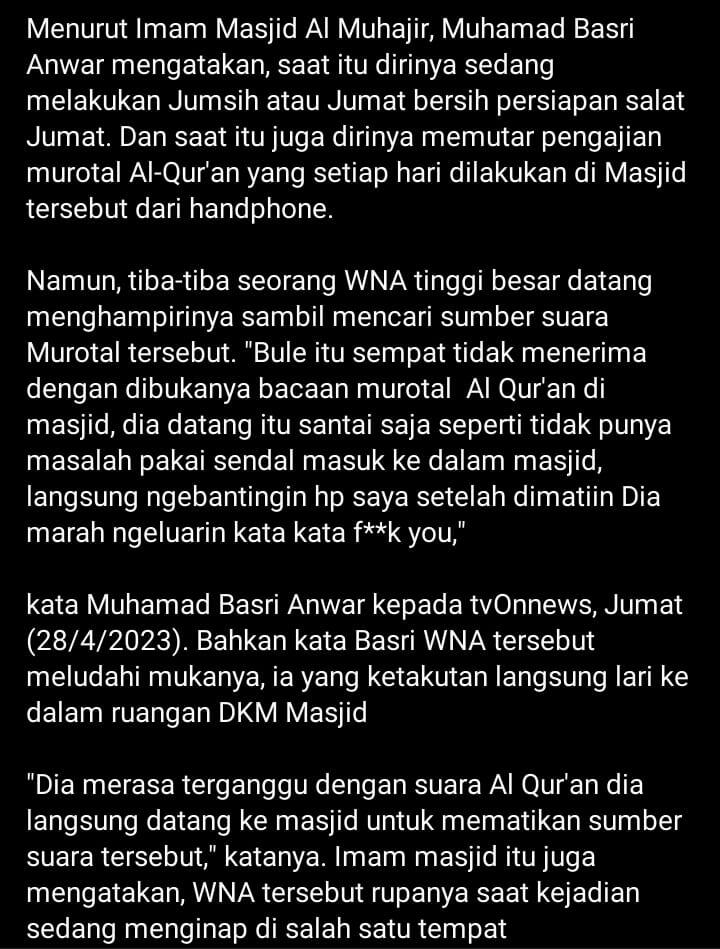 Terlalu! Bule Datang ke Tempat Ibadah Diduga Meludahi Imam, Jaga Adab di Negara Orang