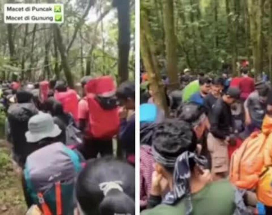 Jalur Pendakian Gunung Gede Macet, Pengunjung Padat dan Sumpek Kaya di Pasar!