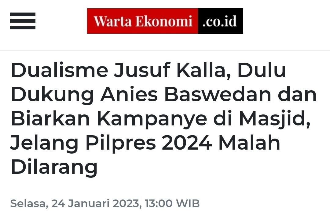 Jusuf Kalla Minta Jokowi Netral: Jangan Demokrasi Kembali ke Zaman Orba