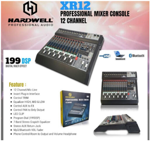 Mixer Audio HARDWEL XR12 XR 12 XR-12 ORIGINAL USB Bluetooth Recording