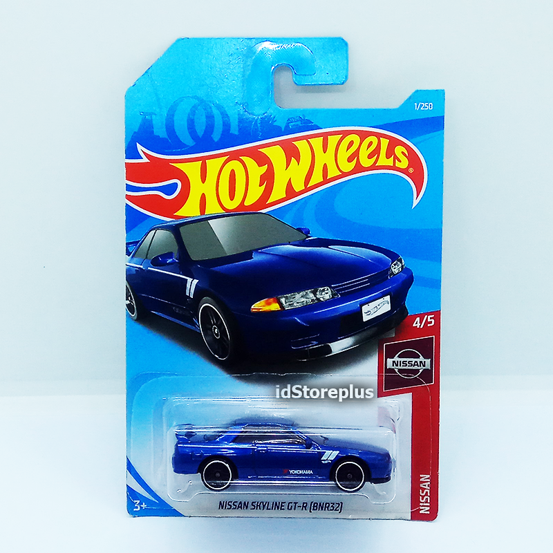 Koleksi Hot Wheels Nissan Skyline GT-R BNR32 4/5 Dark Blue YOKOHAMA