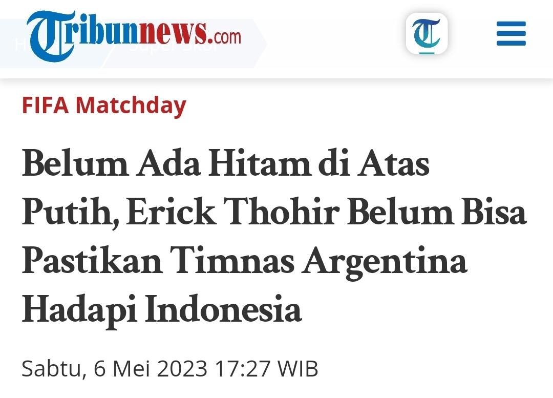 Erick soal Peluang Indonesia Tuan Rumah PilDun U-17, 'Tunggu Hitam di Atas Putih'