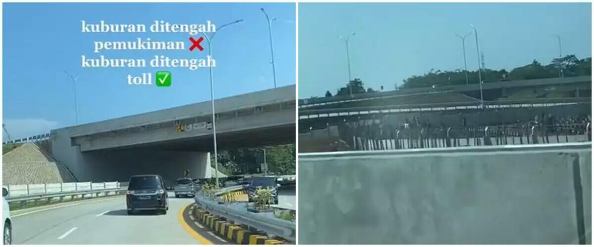 Unik! Pemandangan Tidak Biasa Di Jalan Tol Nagrak, Ada Lahan Kuburan Di Tengahnya