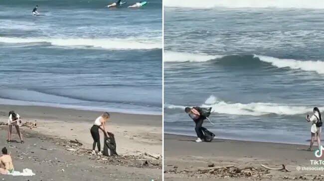 Bersihkan Sampah di Pantai, Bule Ini Malah Dihujat Netizen! Ini Penyebabnya!