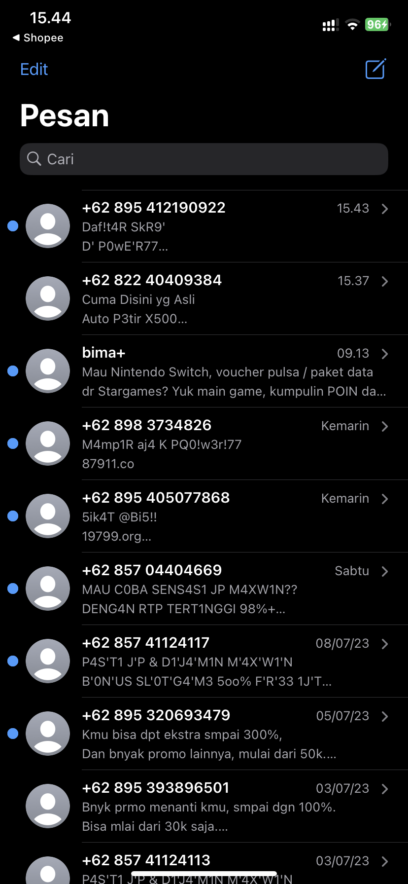 Banyak SMS Spam Masuk Ke Nomor Pengguna Kartu TRI / 3 (PT Indosat Ooredoo Hutchison)