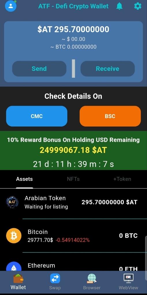 Free 100 Arabian Token ($AT) From ATF Wallet.