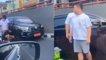 Heboh Mobil Innova Pelat TNI Dikemudikan Tiga Orang Pemuda Mogok di Tengah Jalan