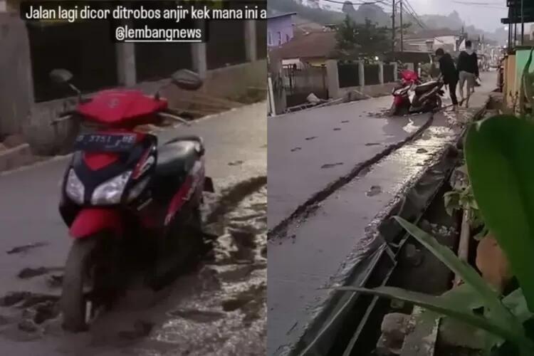 Warga Langensari Lembang Sakit Hati Jalan Basah Dilindas Motor