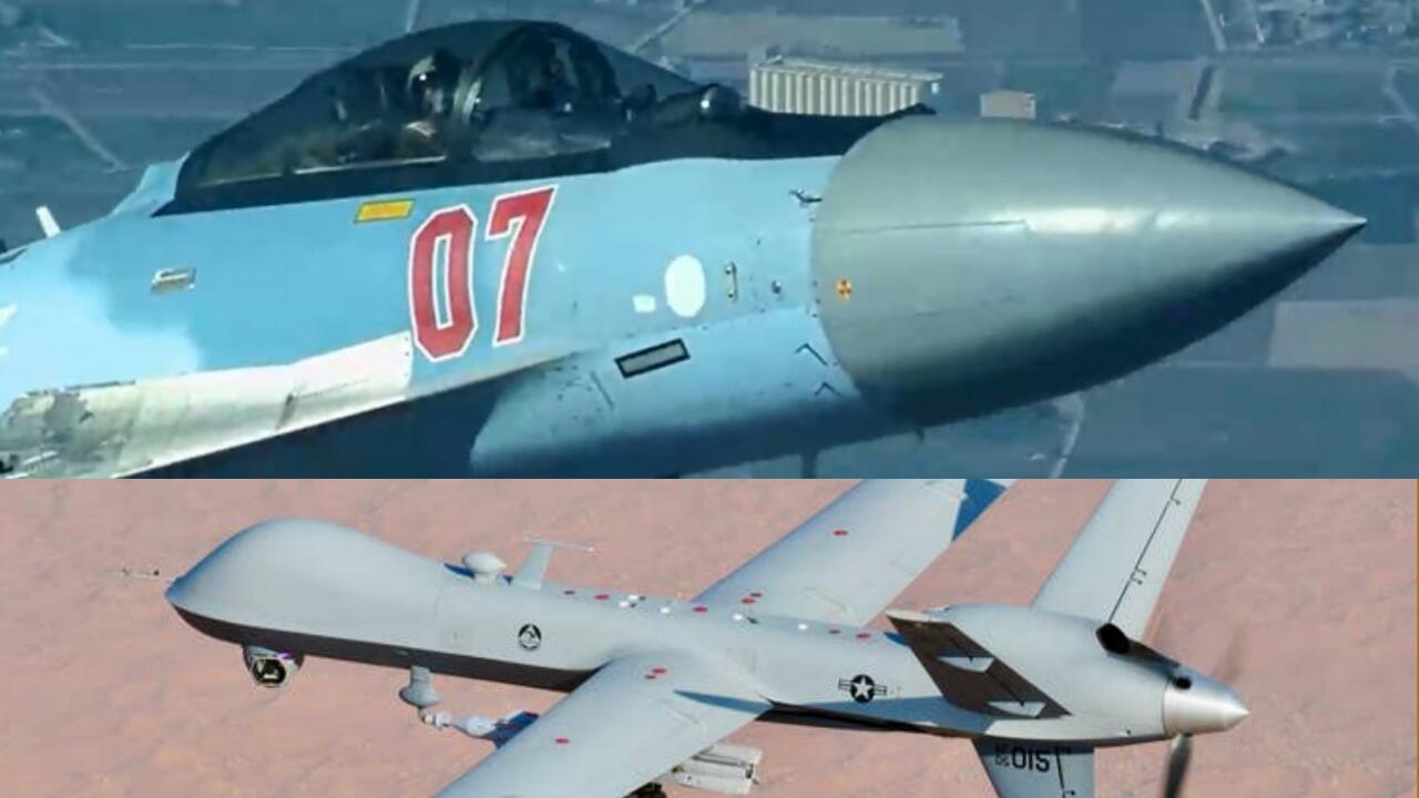 Su-35 Lepaskan Flare ke MQ-9 Reaper, Menyebabkan Baling-Balingnya Rusak