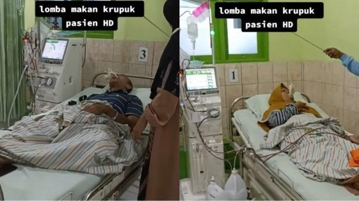 Sambil Cuci Darah, Pasien Rumah Sakit Tetap Ikut Lomba Makan Kerupuk di Atas Kasur