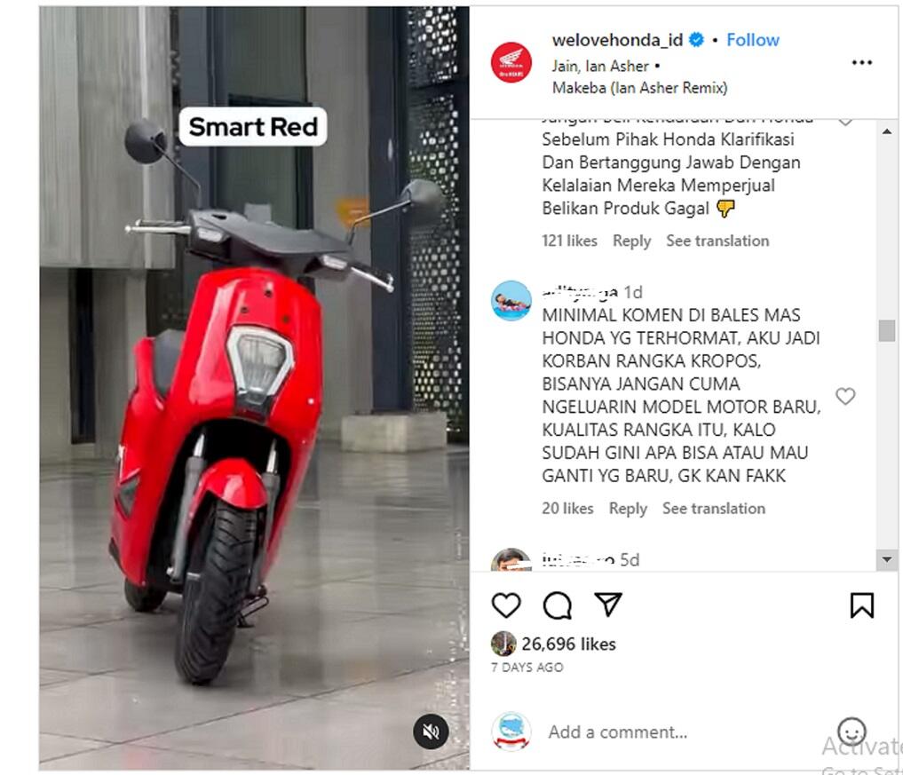 Viral Banyak Motor Matic Honda Patah, Instagram Honda Diserbu Netizen