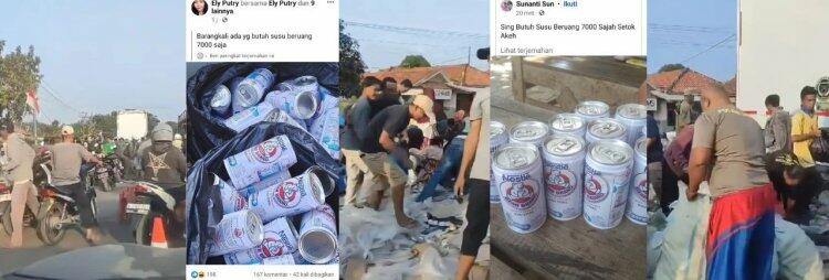 Truk Kecelakaan, Warga Jarah Susu Bear Brand yang Berserakan dan Dijual di Facebook!