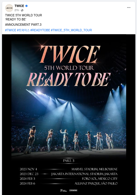 TWICE bakal Gelar Konser di JIS 23 Desember