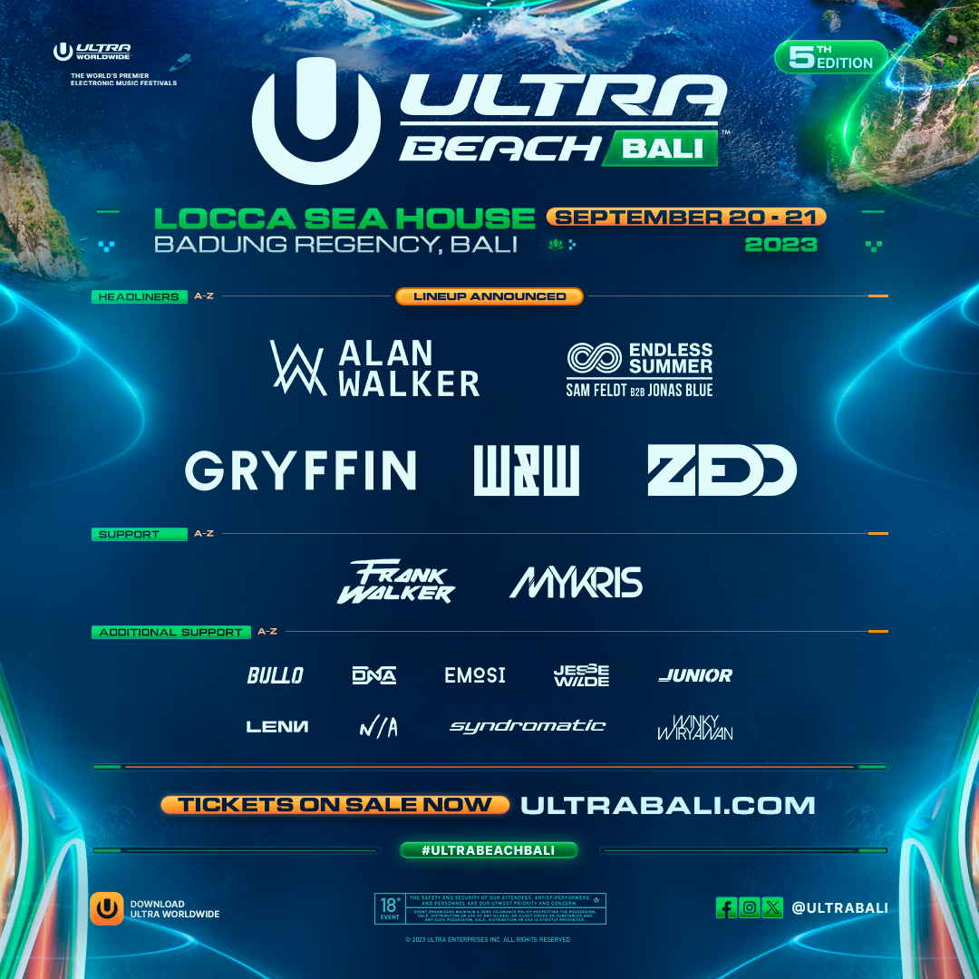 Zedd, Alan Walker Jadi Headliner di ULTRA Beach Bali dan Resistance Bali!
