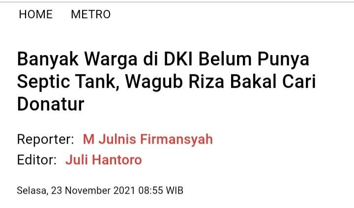 PKS Beberkan Ribuan Keluarga di Jakarta Masih Belum Punya MCK; Warga Buang Air di 