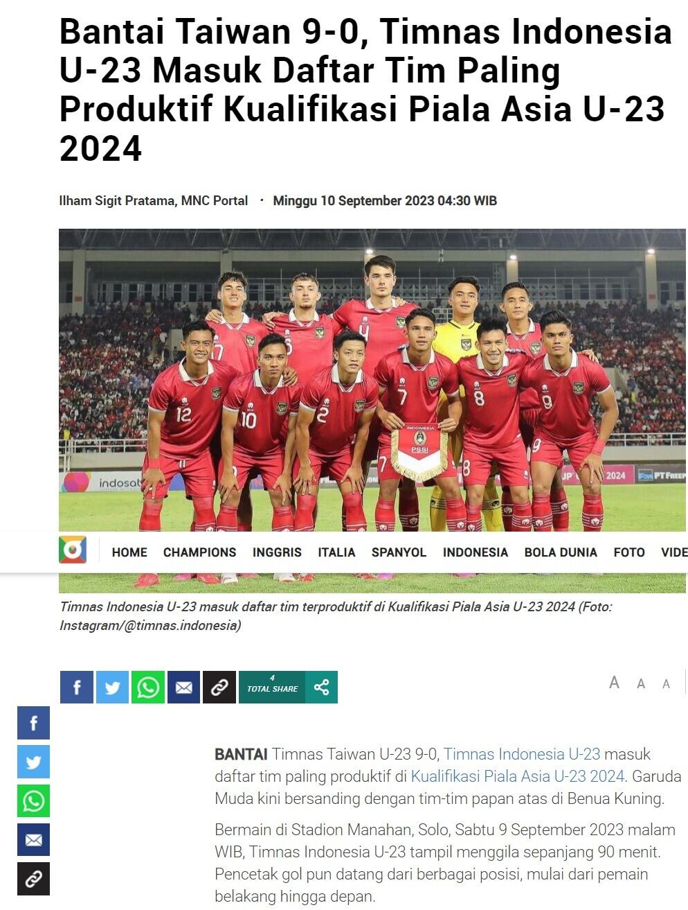 Indonesia Vs Taiwan: Skuad Garuda Tumbang