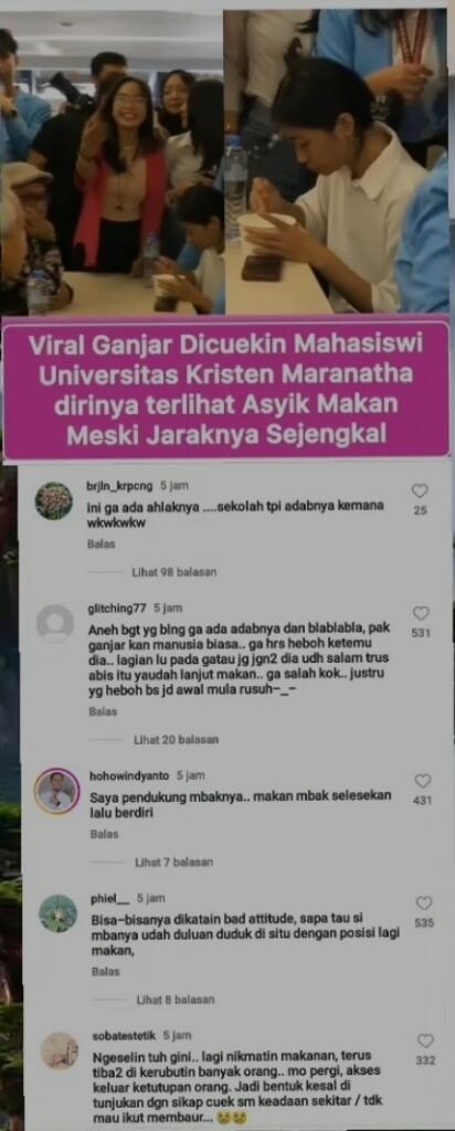 Unbothered Queen, Mahasiswi yang Asyik Makan dan Cuekin Ganjar Pranowo Jadi Sorotan