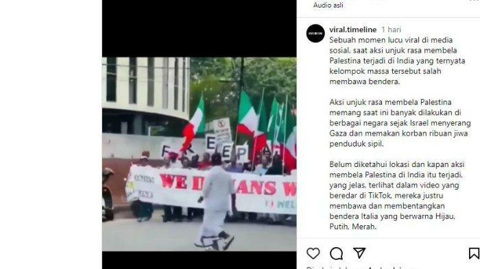 Viral Warga India Bela Palestina tapi Keliru Bawa Bendera Italia, Ih Lucu Banget!